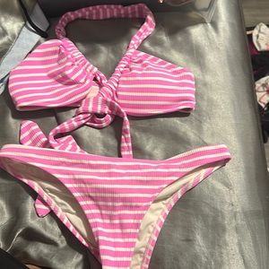 Pink and white striped aerie bikini